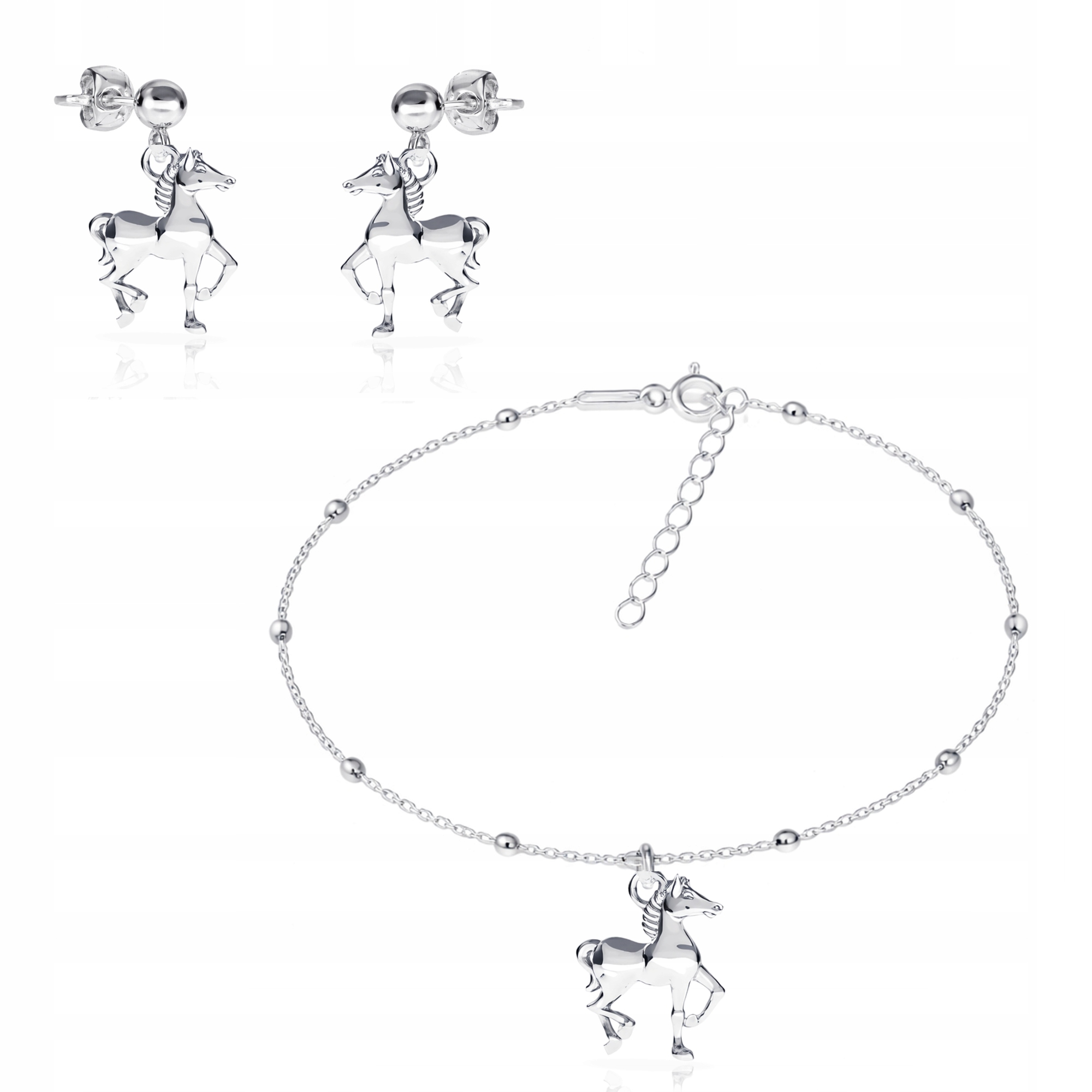 Kůň koně kůň stříbrný kuličkový komplet šperků stříbro 925