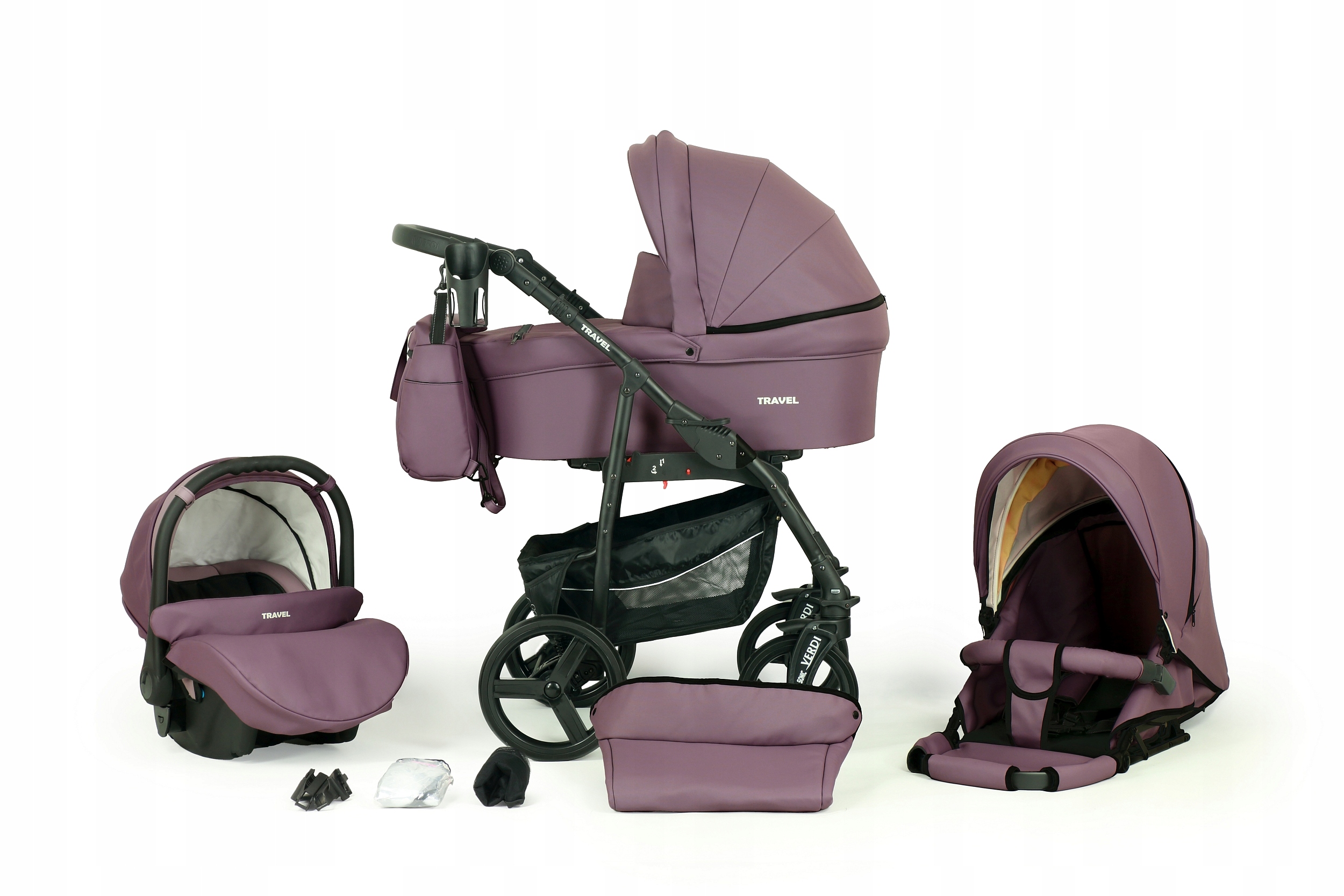 WÓZEK DZIECIĘCY VERDI TRAVEL 3W1+ TORBA + AKCESORIA