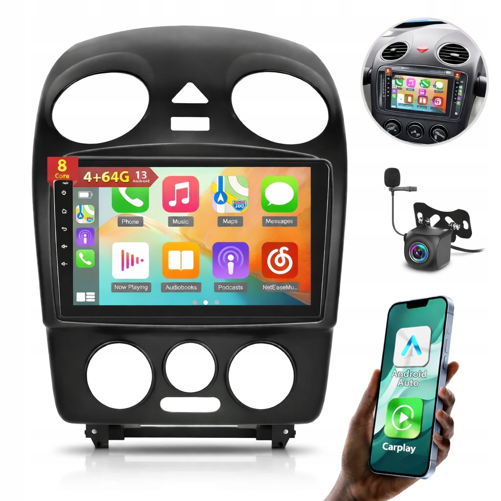 Rádio Do Vw Beetle 2004-2010 9" 8 Jader 4+64GB Carplay Gps Wifi Navigace
