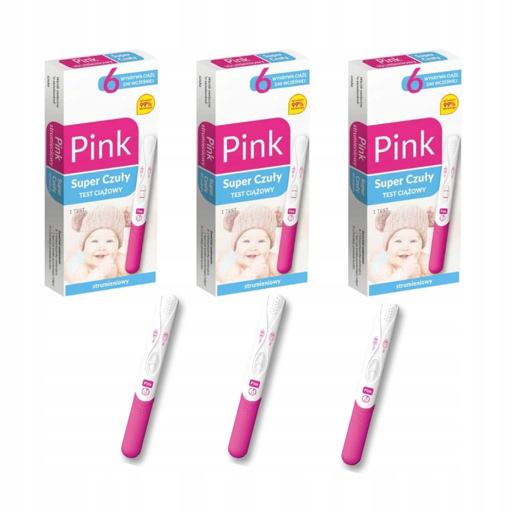 

3x Test Ciążowy Czuły Strumieniowy Pink