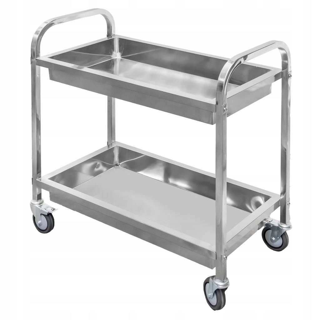 Číšnický vozík 2-policový z nerezové oceli Hluboký Mega-M 95x50x95 cm