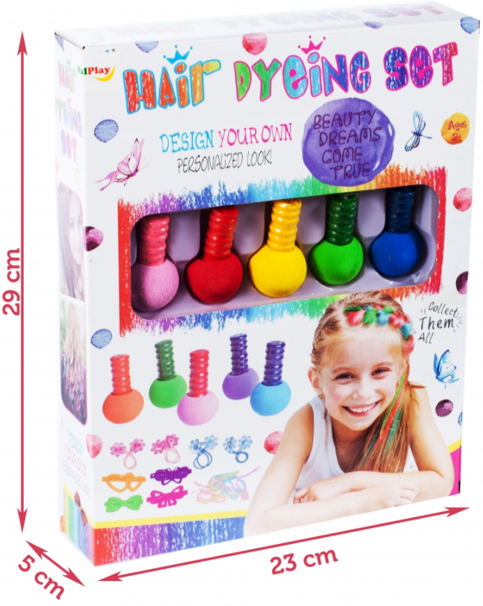 ZESTAW FARB DLA DZIECI DO MALOWANIA WŁOSÓW 5x KOLOR Prezent Dziecka Święta Płeć dziewczynki