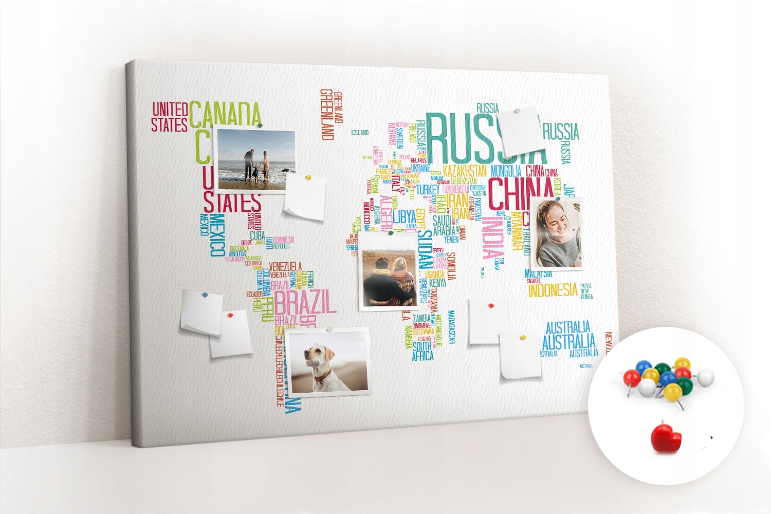 Drukowana Duża Tablica Korkowa Mapa Z Nazw Państw Marka Wallmuralia