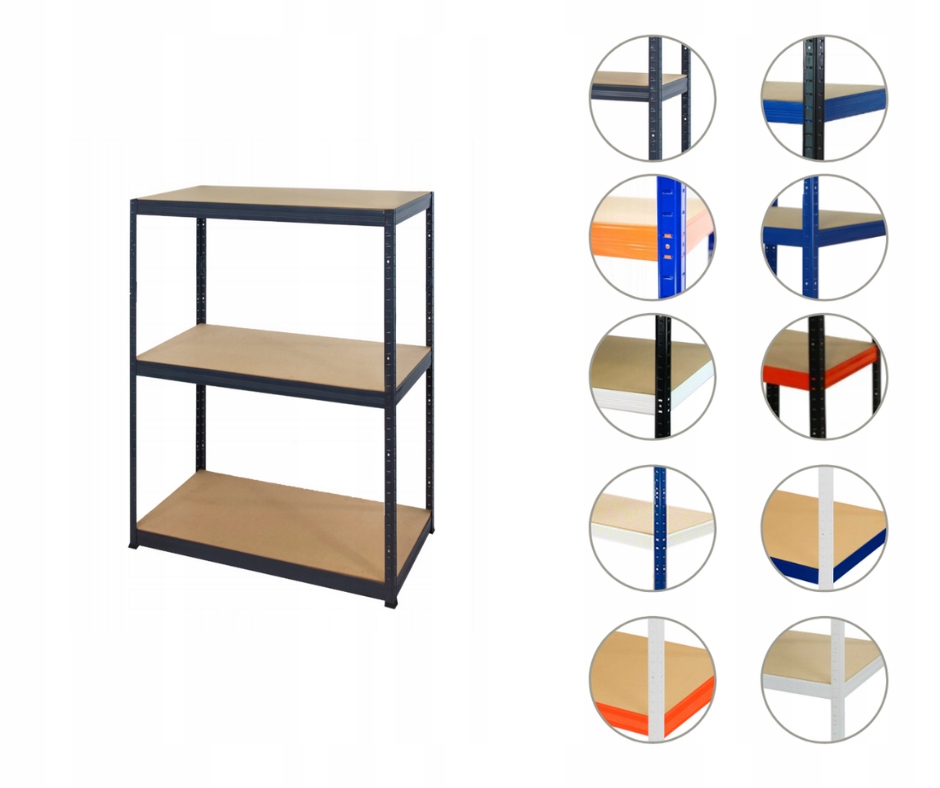 Kovový regálový garážový skladový regál Helios premium 90x075x60 3x350 kg