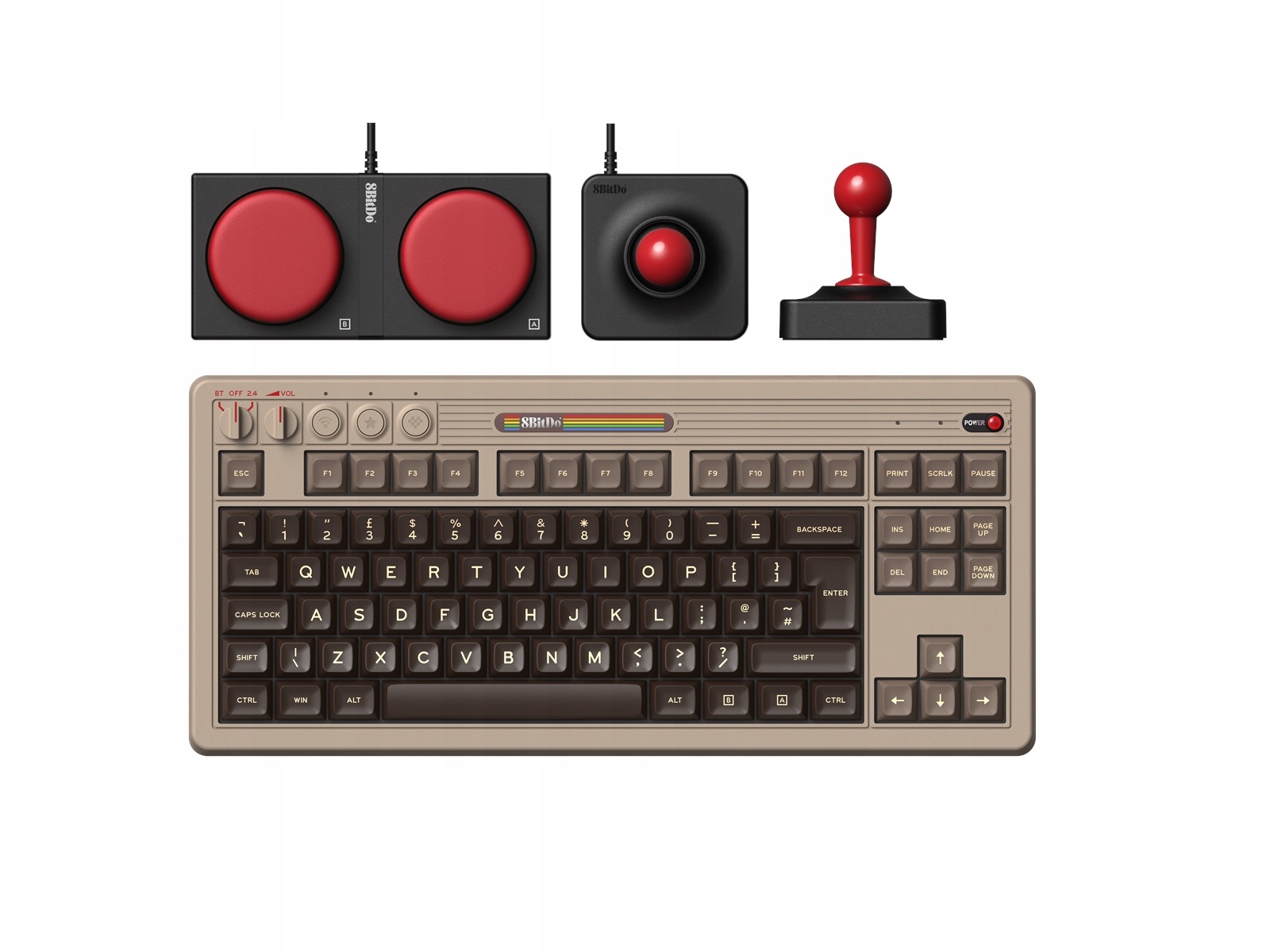 8BitDo Mechanická bezdrátová klávesnice Retro 80% C64 Edition Iso