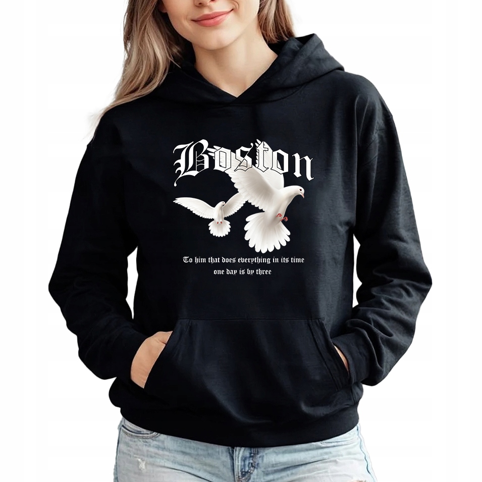 Mikina Boston s kapucí Black, trendy styl, Dárek velikost XXL