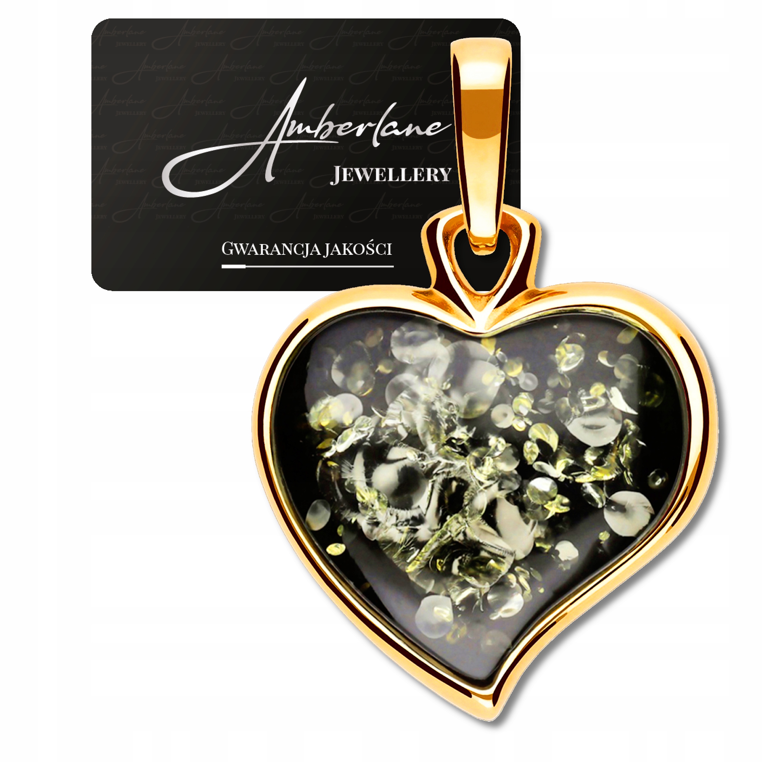 Přívěsek Srdce S Jantarem – stříbro 925 pozlacené 18k*VELKÉ Srdíčko*pro Ni
