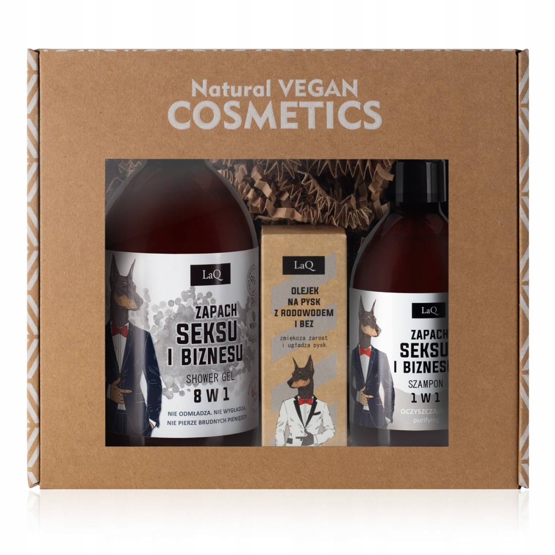 Veganský set pro muže Doberman gel šampon olejíček