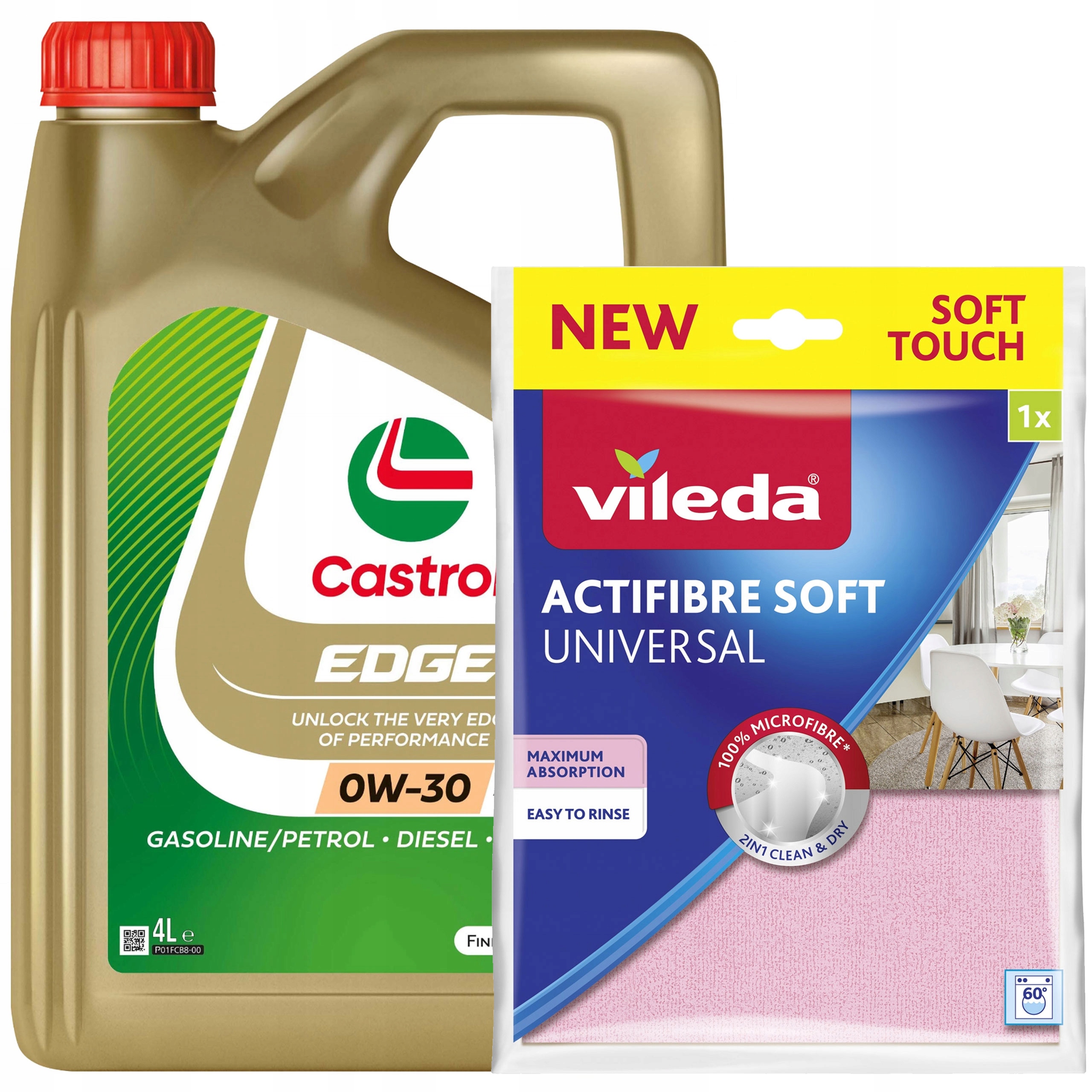 Castrol Edge Motorový olej 0W-30 A5/B5 4L Vileda utěrka