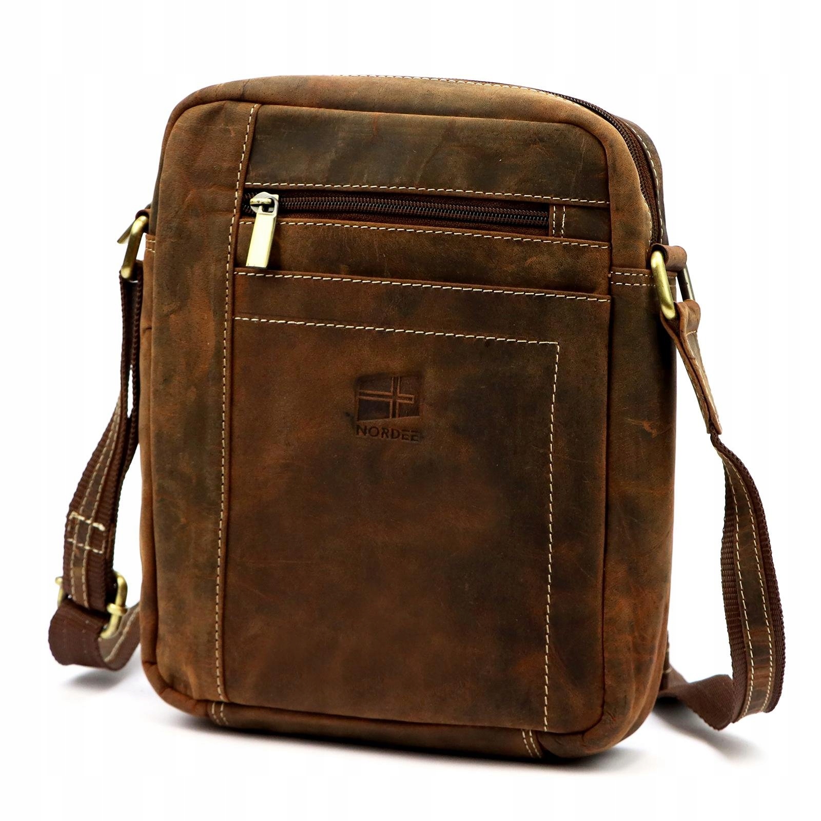 Pánská kožená taška přes rameno Cognac Nordee