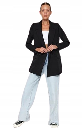 Trendyol Černé Dámské Sako S Klopami A Dlouhým Rukávem 40 5AD