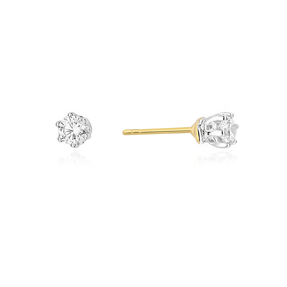 Klasické zlaté náušnice s diamanty o hmotnosti 0,30 ct, ryzost 585 Dárek