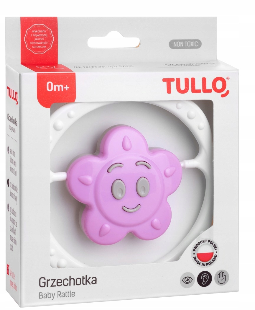 

Grzechotka Sensoryczna Kwiatek Różowo Szary Tullo