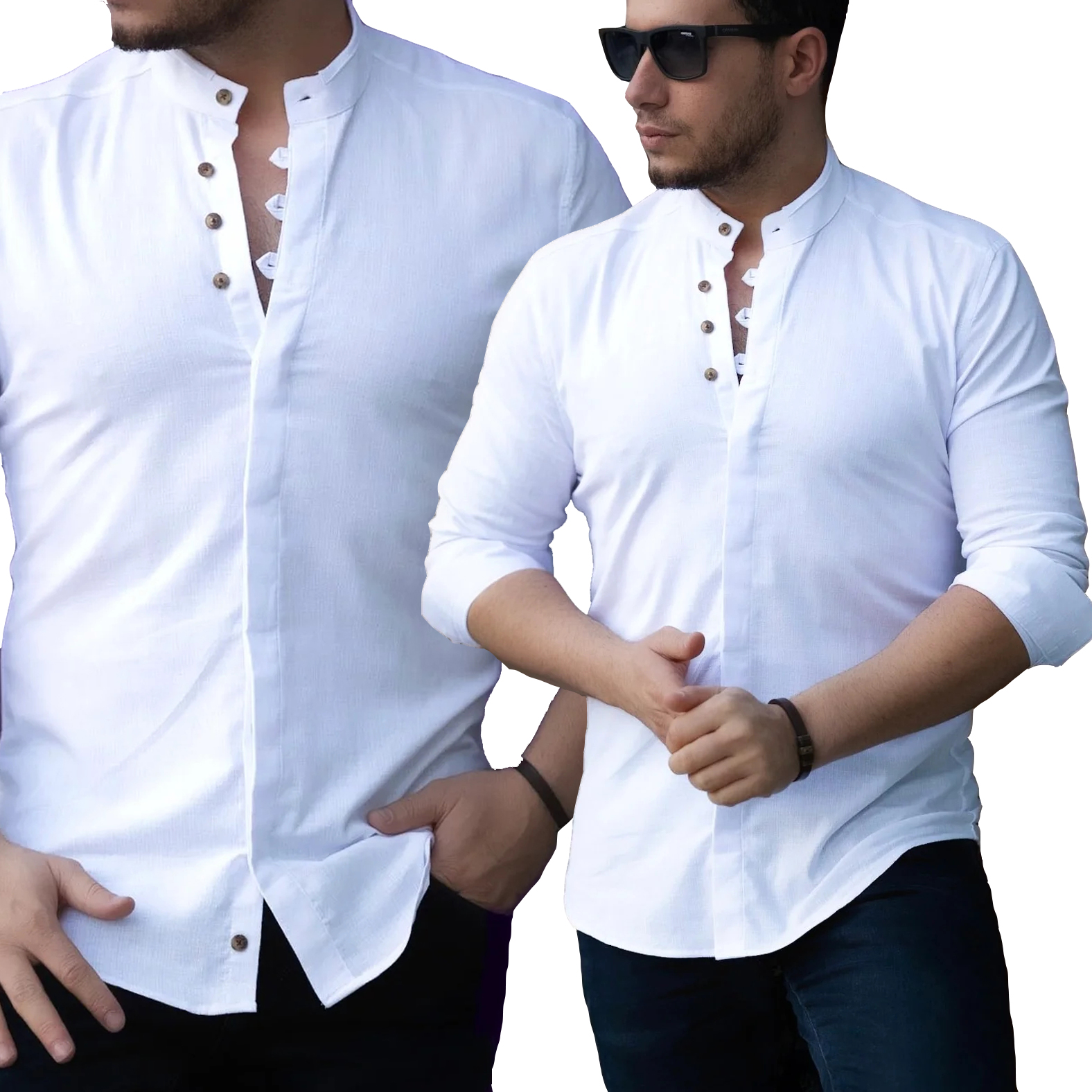 Pánská košile Každodenní stojáček Casual bavlněná