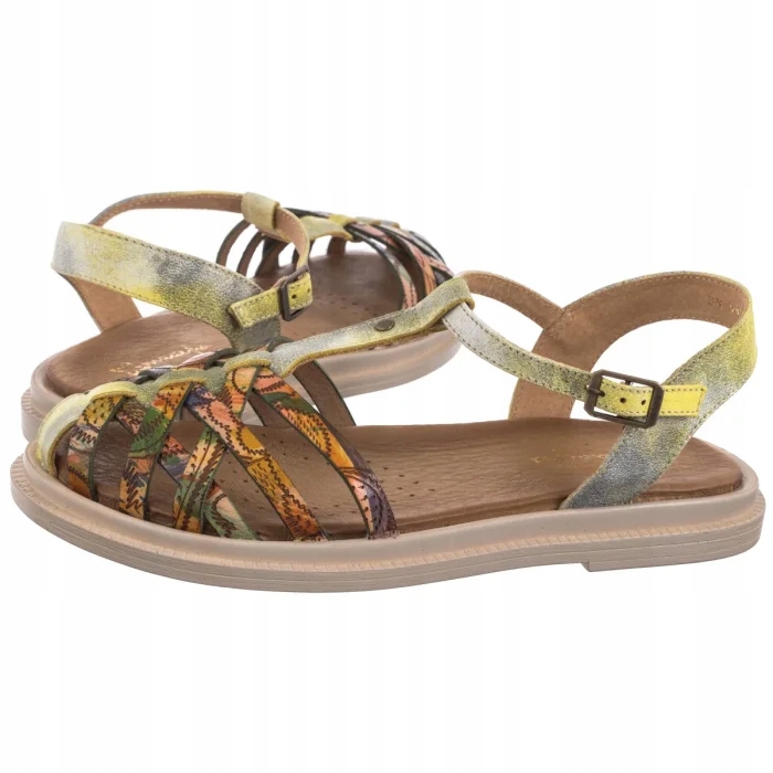 Dámské kožené sandály Maciejka Žluté 06803-07