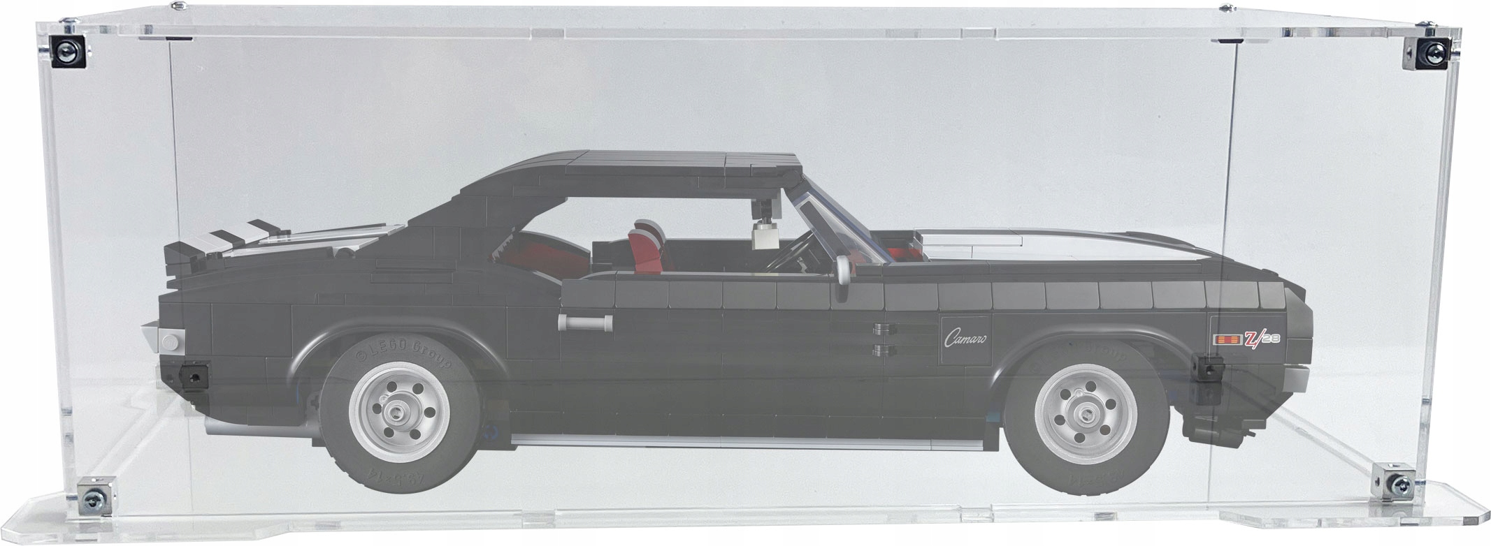 Vitrína s podstavcem Drewlandia pro stavebnici Lego 10304 Icons Chevrolet Camaro