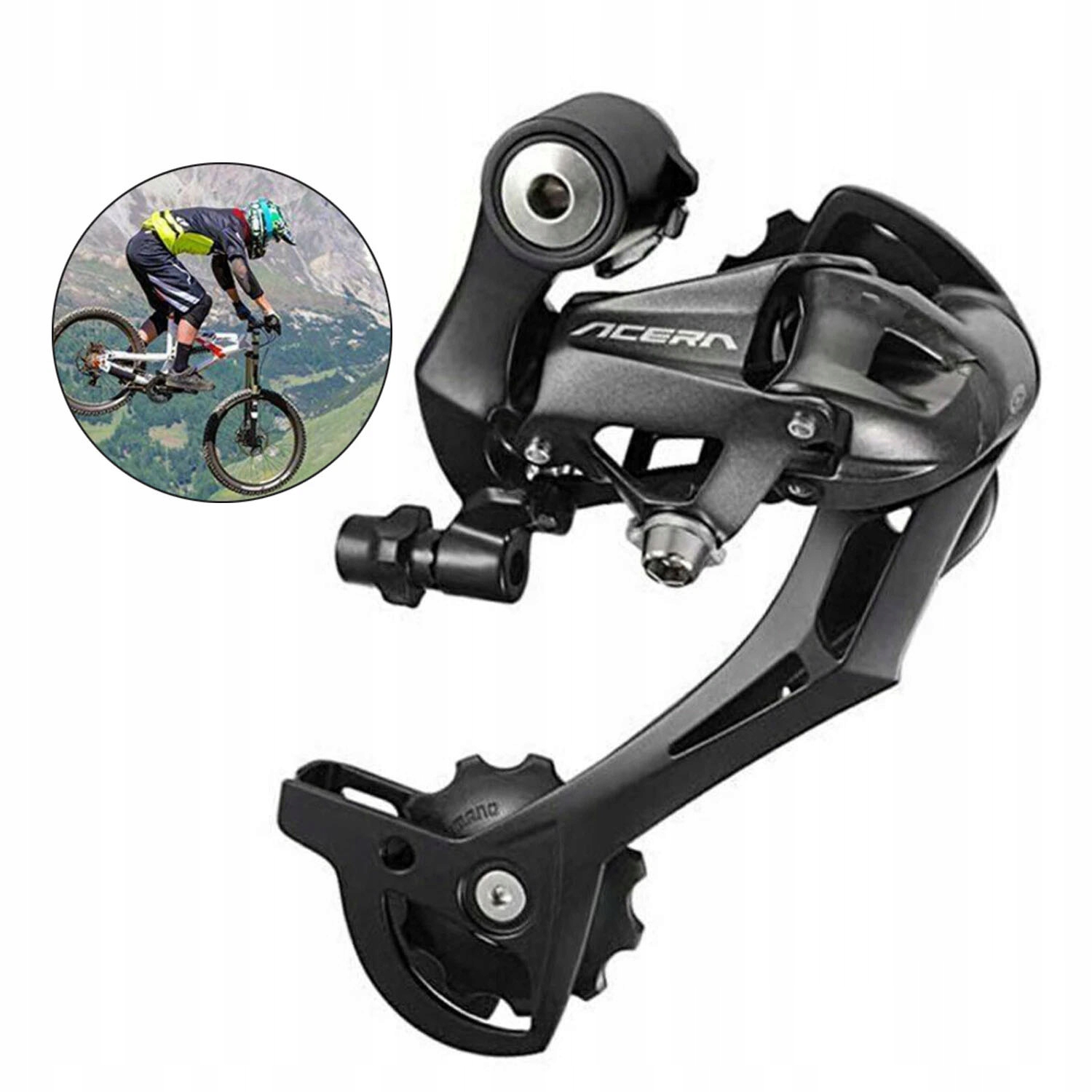Przerzutka Rowerowa Tylna Do Mtb RD-M390 8/9 Prędkości Uniwersalna Czarna