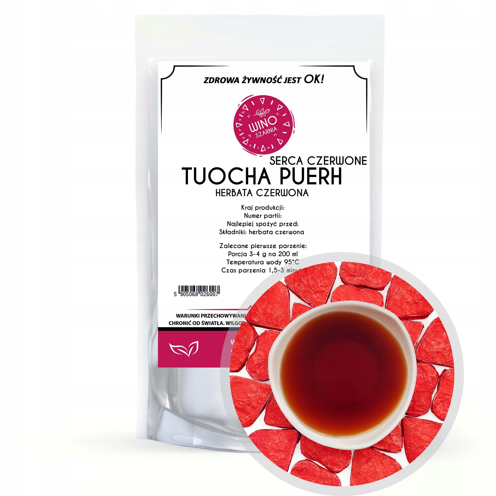 Čaj červený puerh lisovaný Tuocha Červené srdce 1 kg
