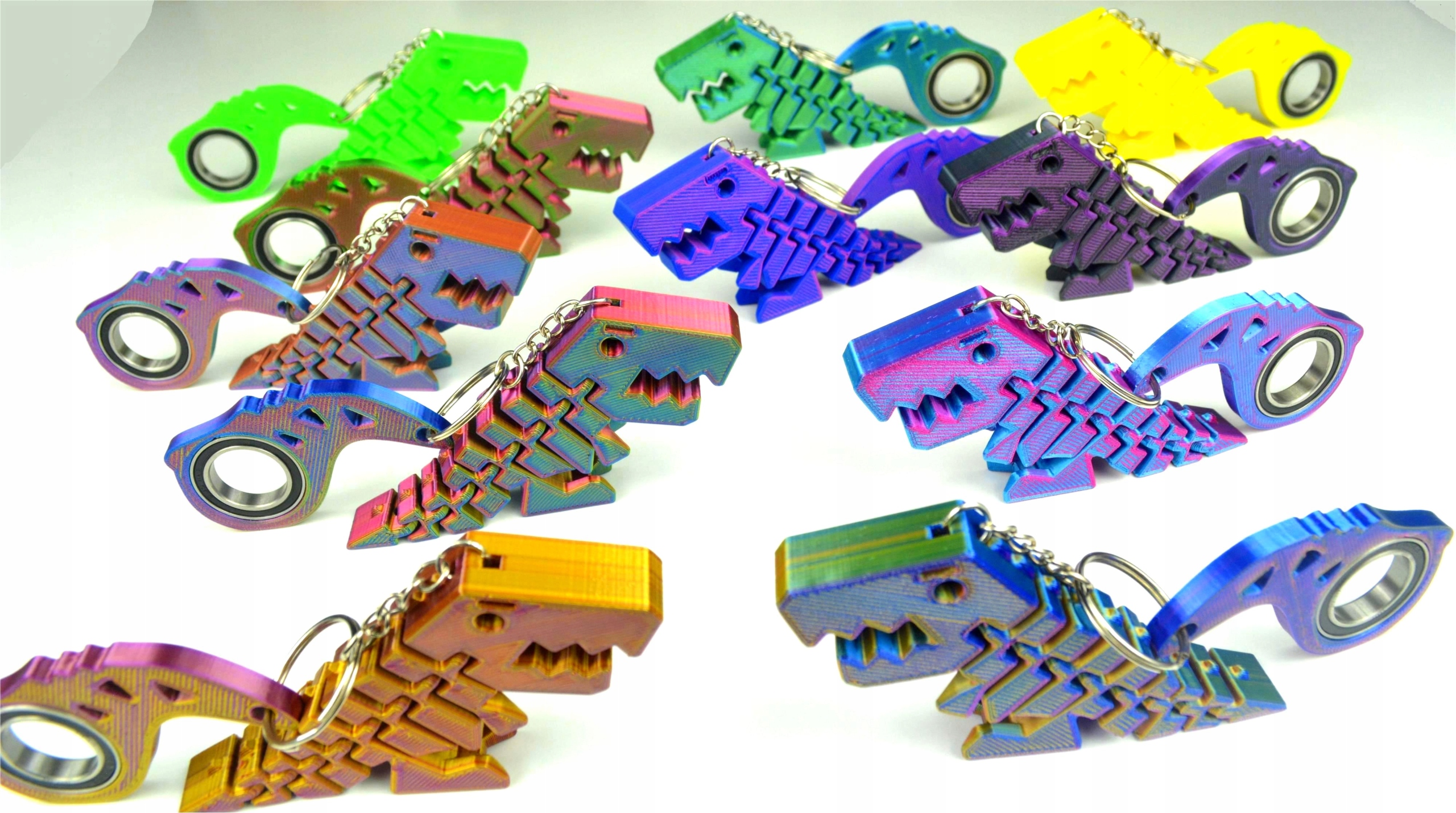 Keyrambit Zestaw KEYSPINNER Brelok + Flexi Rex Dino TikTok Kolor PINK FLUO Marka Pozostałe