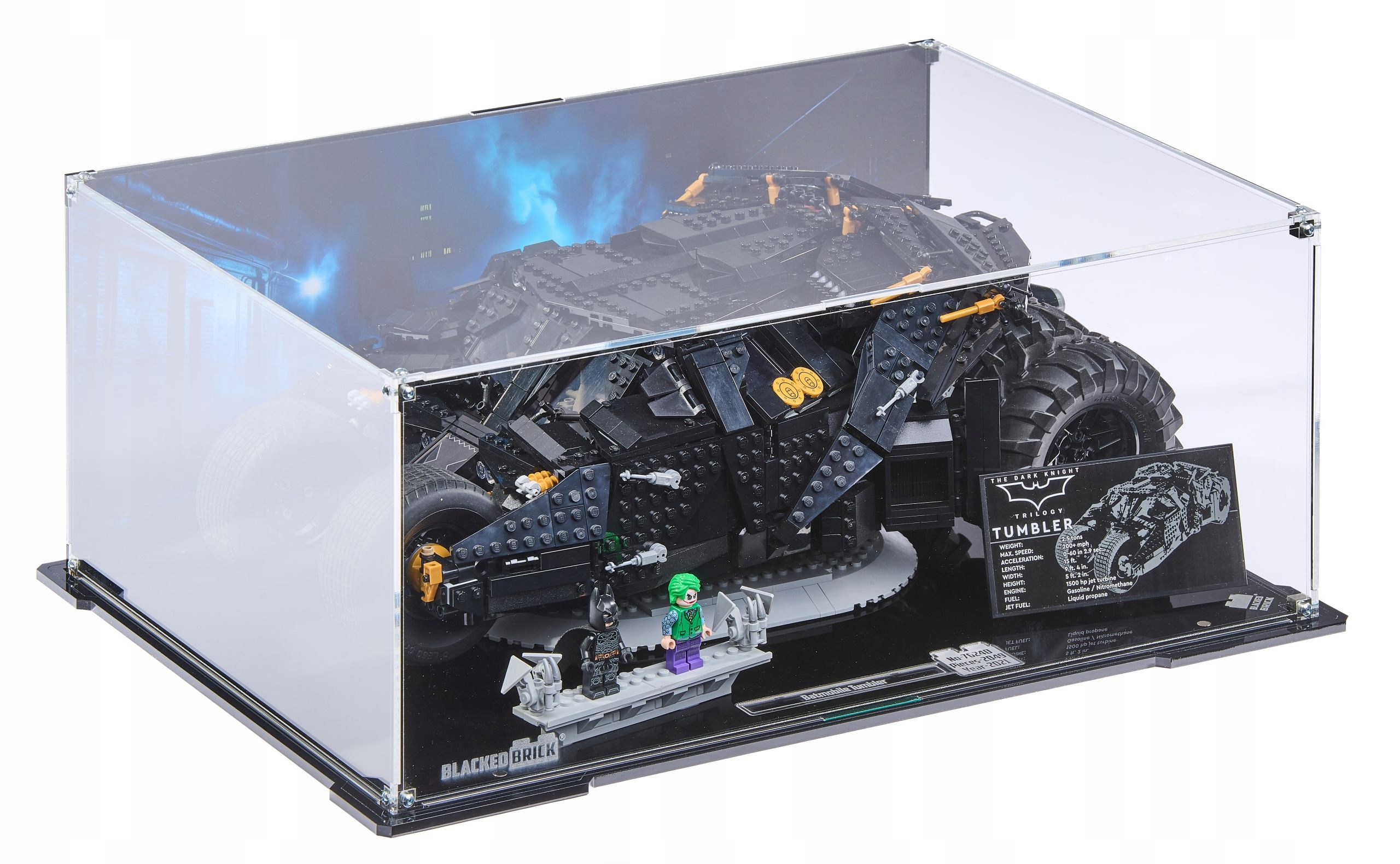 Vitrína s pozadím Blacked Brick pre Lego 76240 DC SuperHeroes Batmobile Tumbler