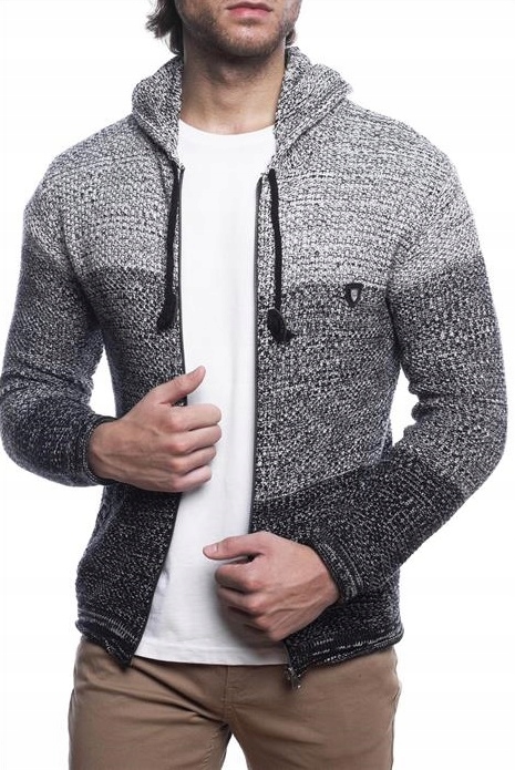 SWETER MĘSKI Z KAPTUREM NA ZAMEK OMBRE Rozmiar XL