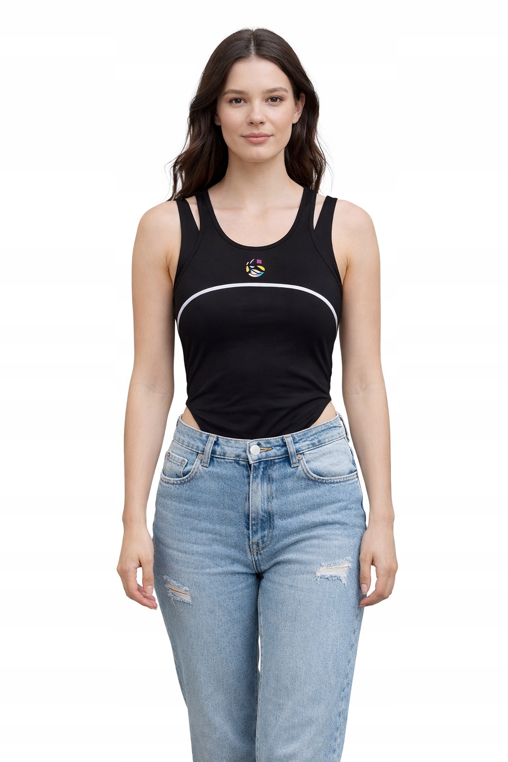 Karl Lagerfeld Jeans Černé Body S Bílým Lemováním M I4C