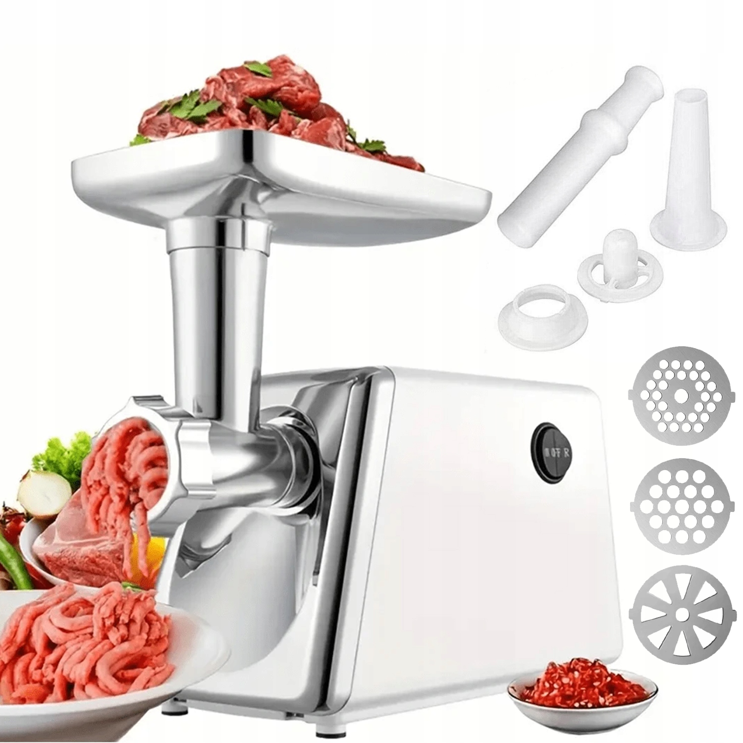 Elektrický Mlýnek Na Maso 800 W, Výkonný 3 Síta, Tryska Na Klobásy