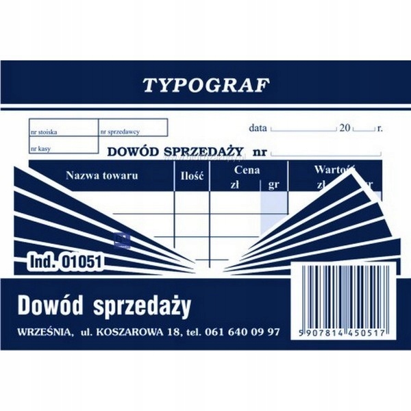 

Druk Samokopiujący Dowód Sprzedaży Paragon A7 80