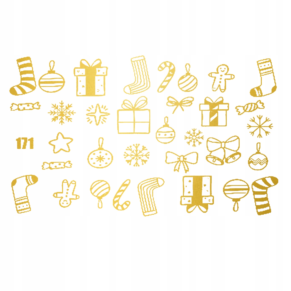 

Naklejki Świąteczne Na Paznokcie Złote Gold G171