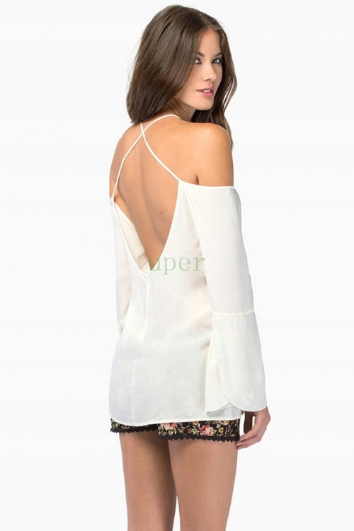 TOP KOSZULKA NA CIENKICH RAMIĄCZKACH BIAŁY S 24h