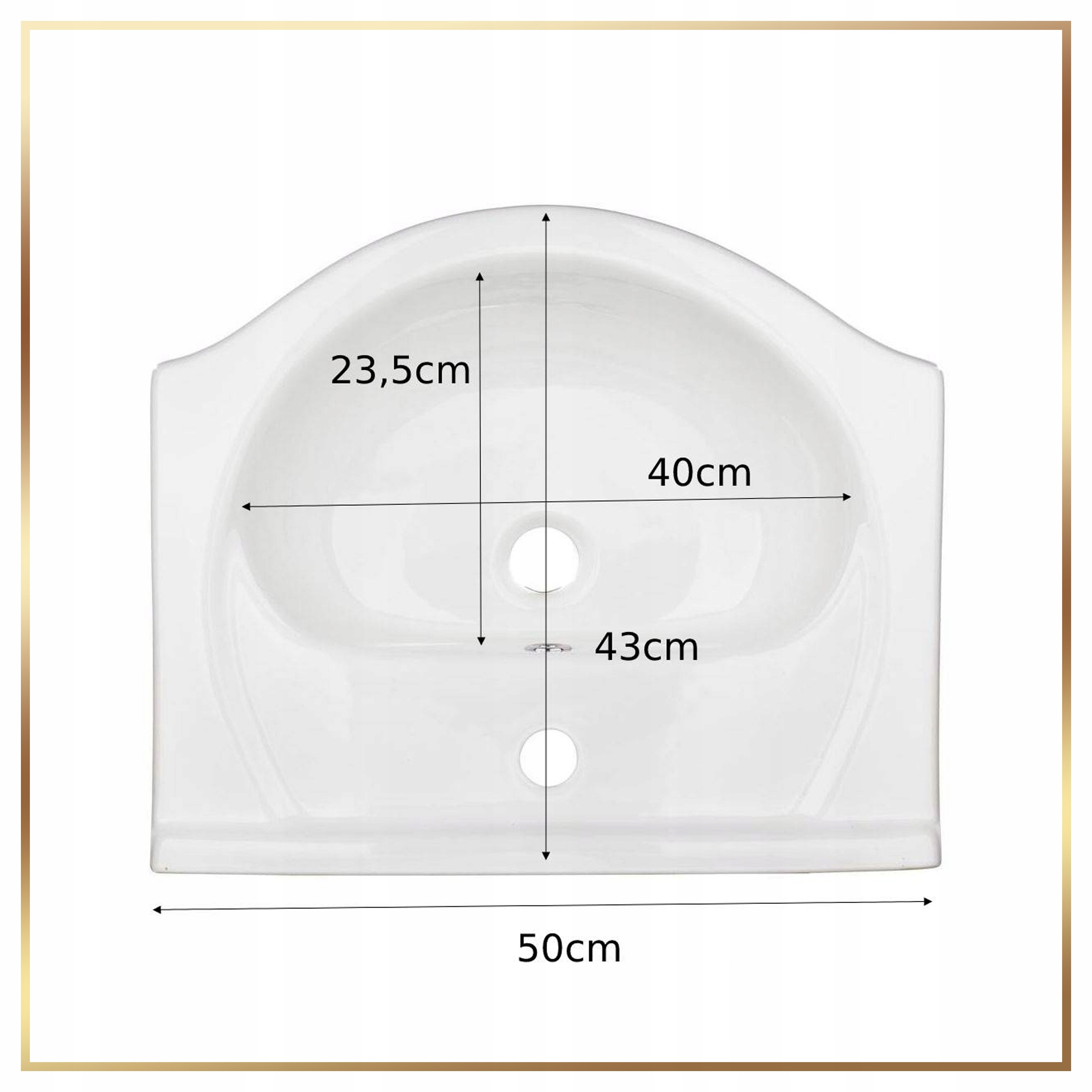 Biała Szafka Stojąca z Umywalką 50 cm Obrotowa Bateria Syfon do Łazienki Drzwi pełne
