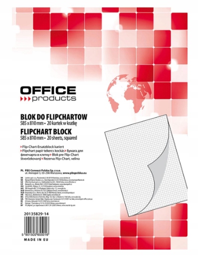BLOK FLIPCHART PAPIER KRATKA 58,5X81cm 20 KARTEK BIAŁY