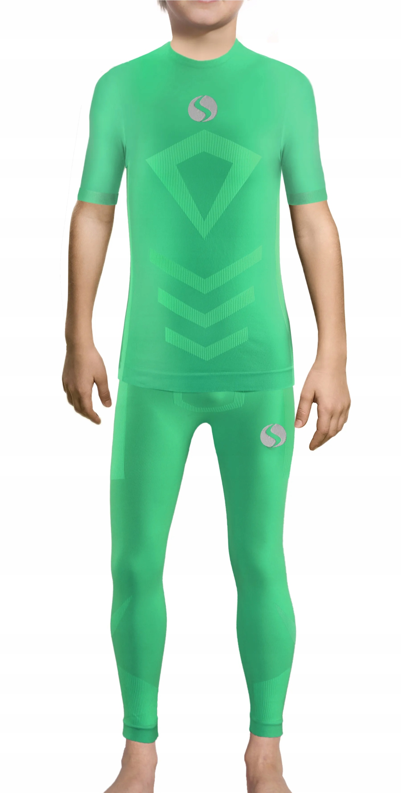 Sesto Senso Komplet Thermo chlapec s kr. rukou, délka kalhotek Zelená 116-140 4XS/3XS