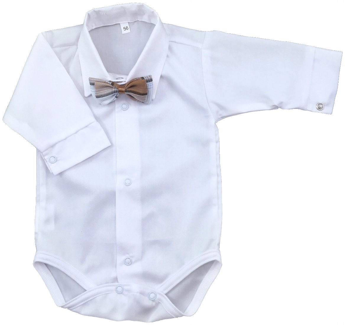 KOSZULOBODY + MUCHA białe wizytowe 86 cm koszula +12m