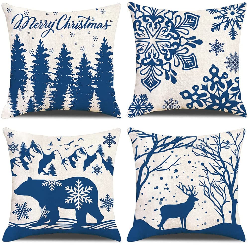 Vánoční Dekorační Povlaky Na Polštáře 45 CM (4 Ks)