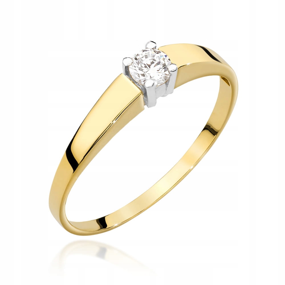Zlatý prstýnek 585 s diamantem 0.20 ct kulatý, elegantní