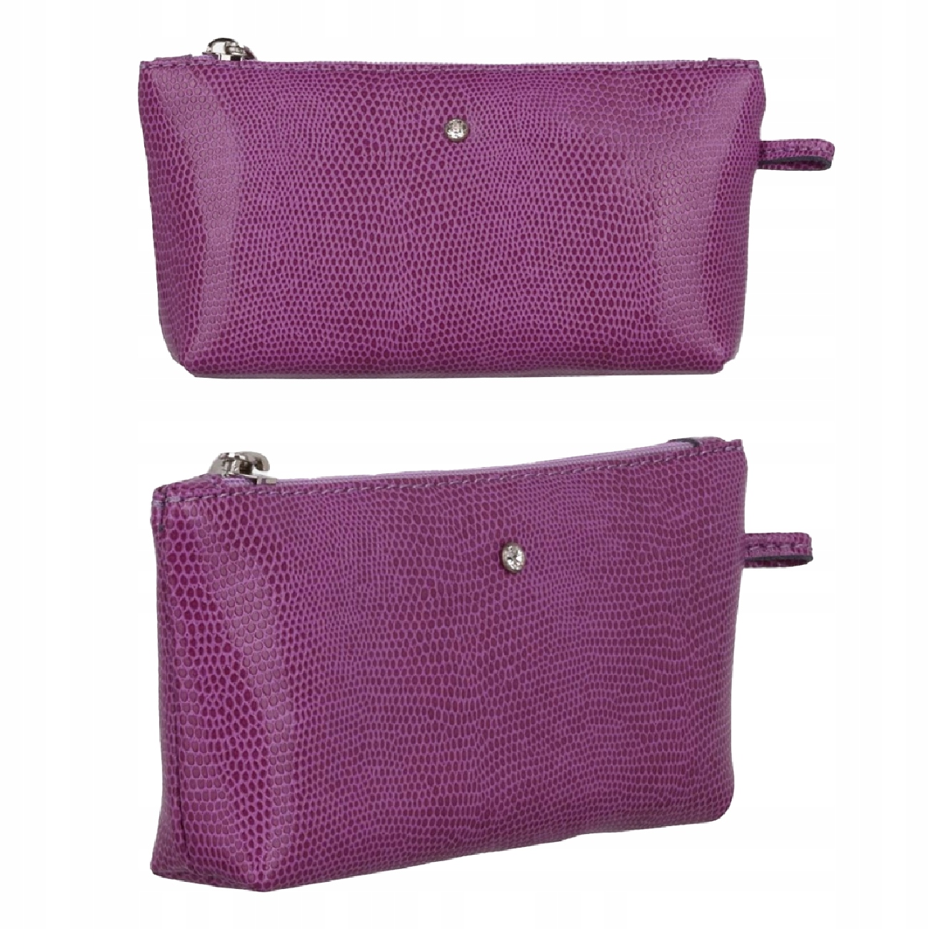 Elegantní fialová malá kožená kosmetická taška polské značky Wojewodzic