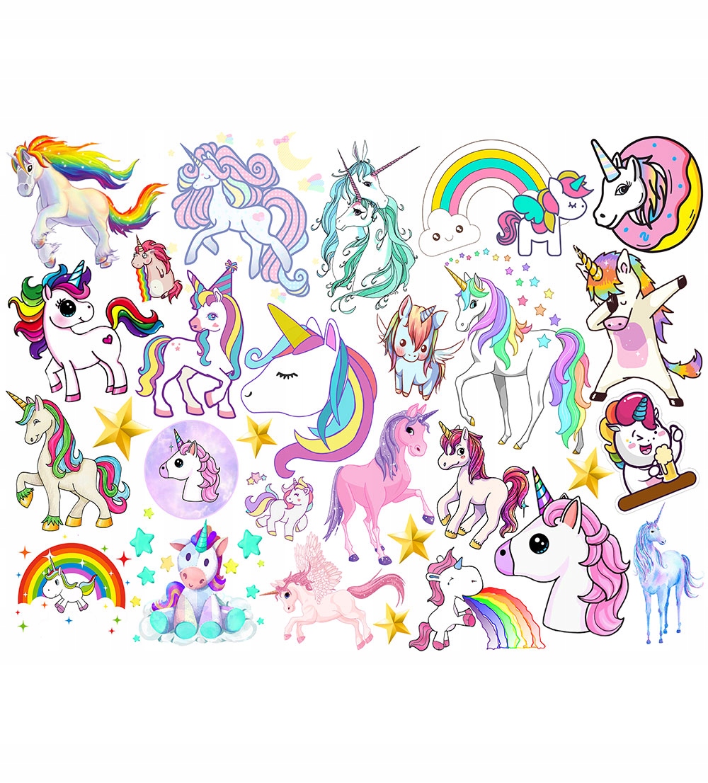 TATUAŻE DLA DZIECI TYMCZASOWE TYMCZASOWE JEDNOROŻCE UNICORN WZORY JAKOŚĆ