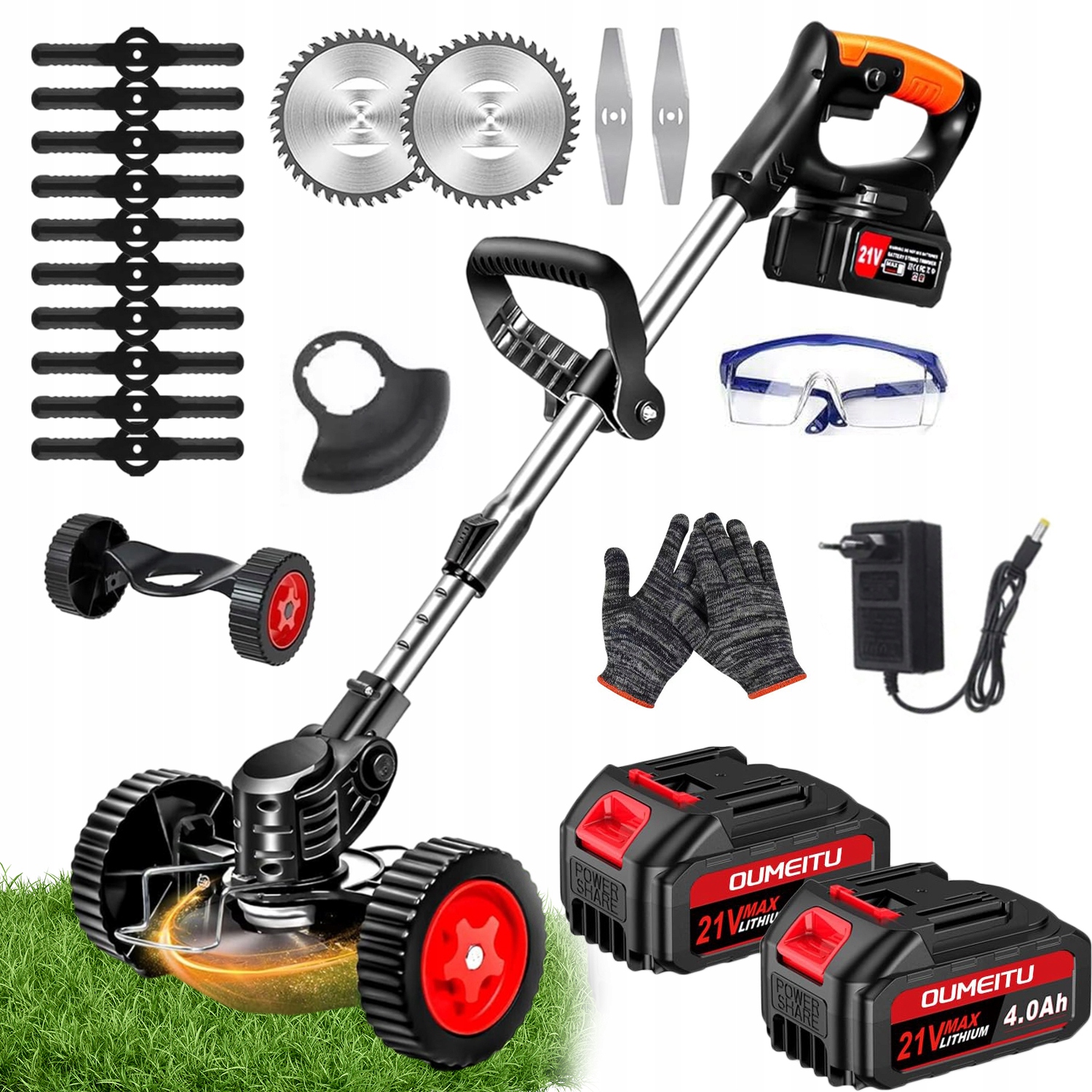 Akumulátorová Teleskopická Sekačka Křovinořez Na Trávy Výkonná 880W 2AKU 21V