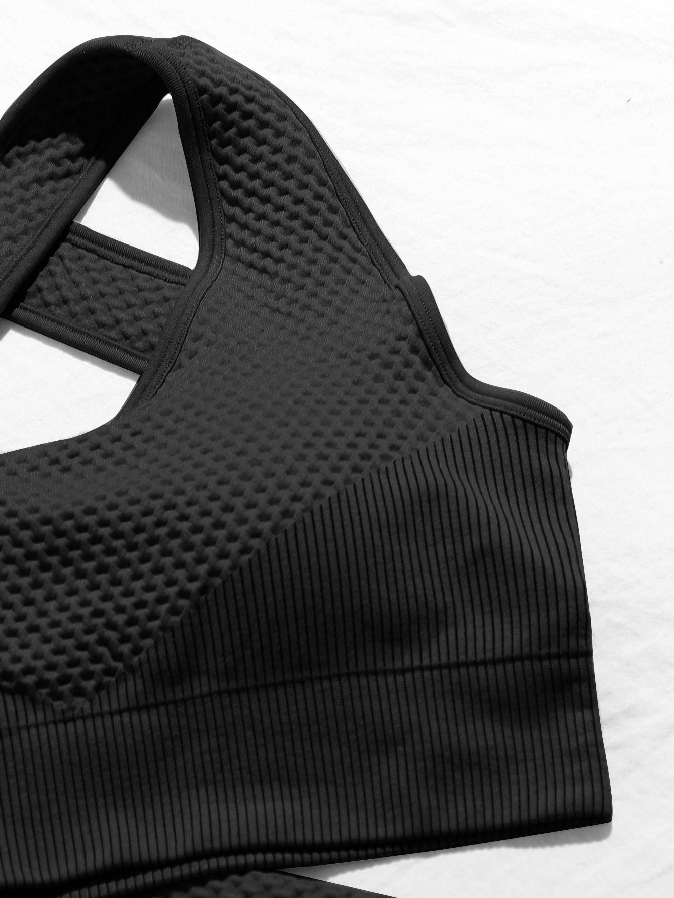 KOMPLET CZARNY TRENINGOWY MARSZCZONY DOPASOWANY WYSOKI STAN SHEIN 38 Marka inna