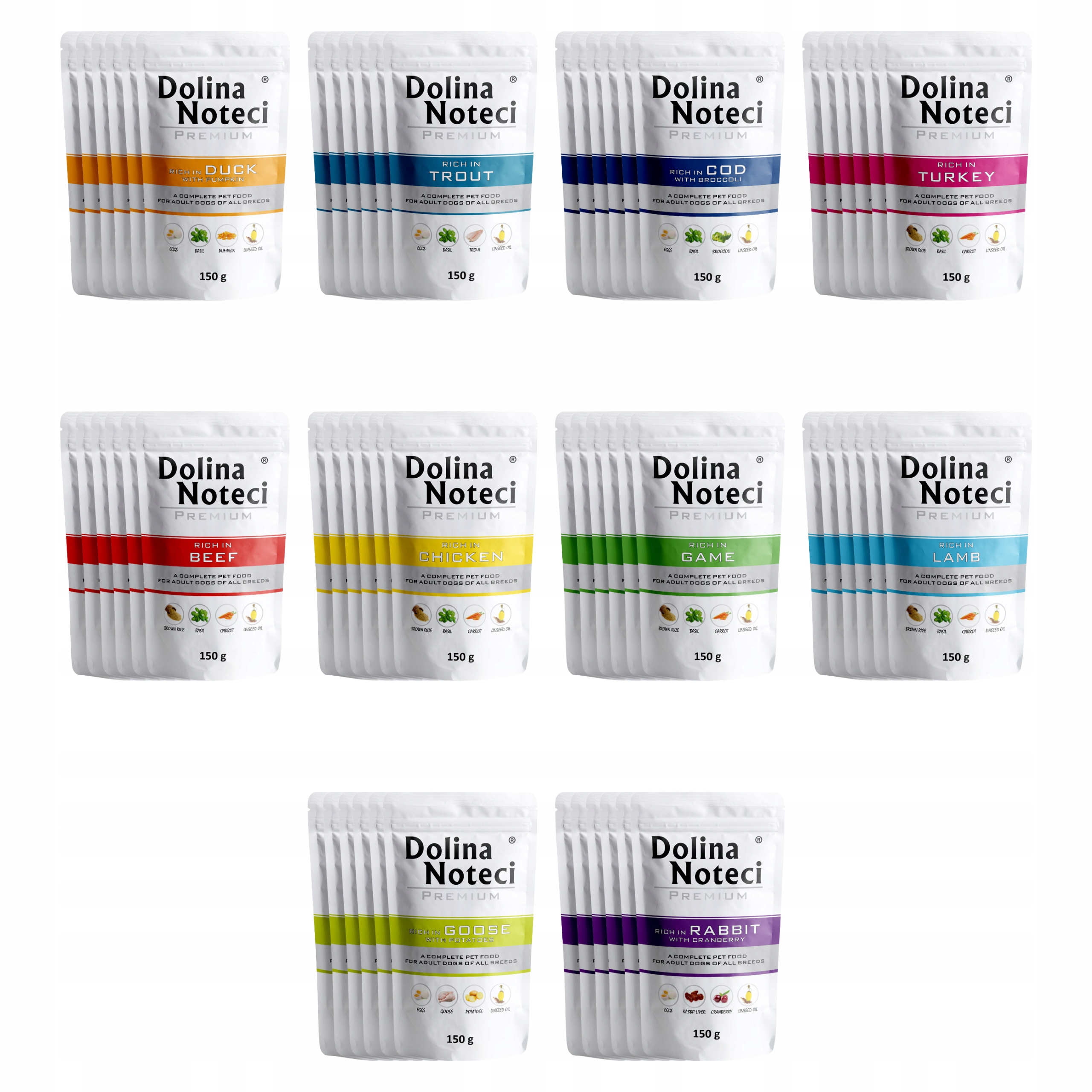 Dolina Noteci Premium bezzbożowa Karma mokra dla psa MIX Smaków 60 x 150g