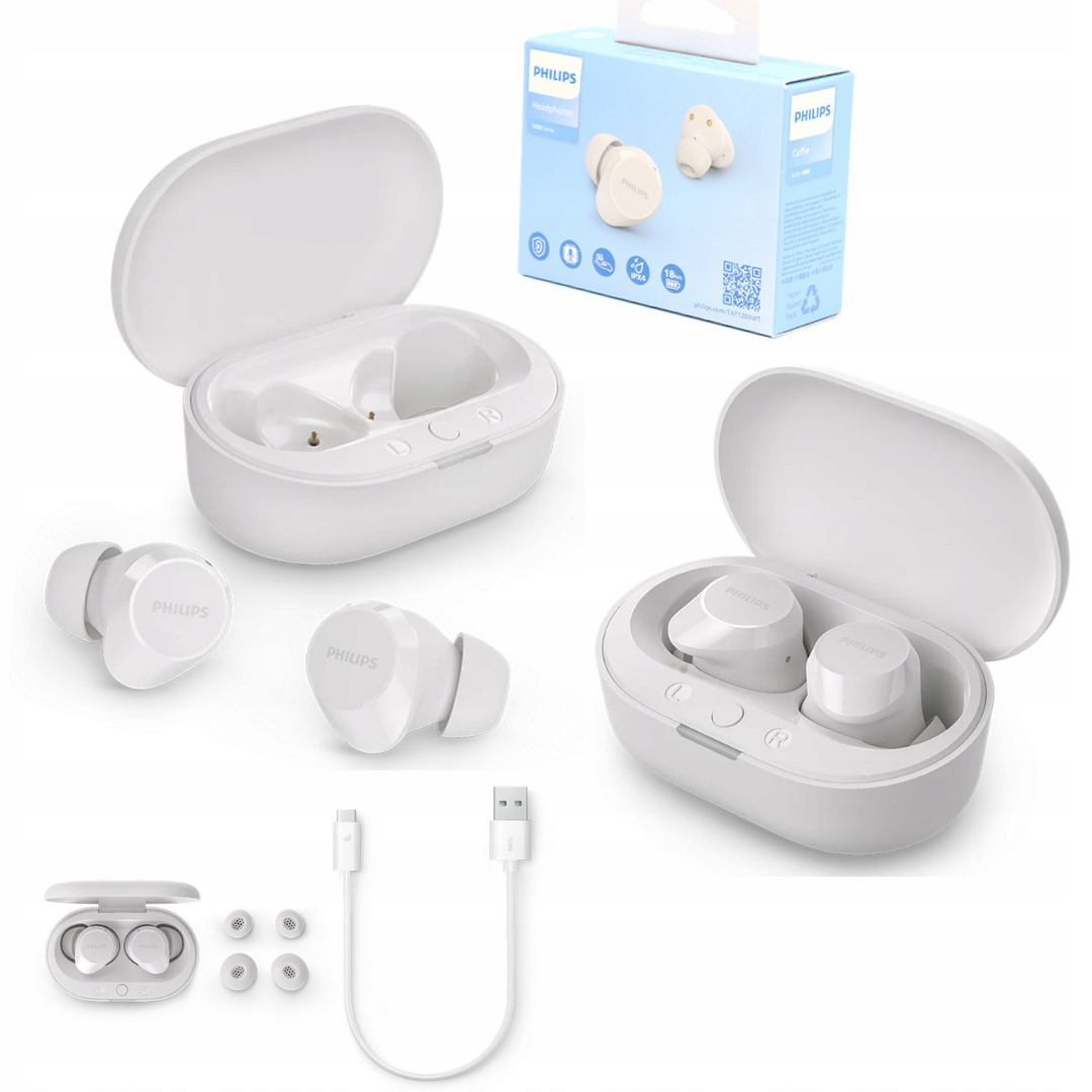 Bezdrátová sluchátka Philips True Wireless TAT1209PK/00 bílá