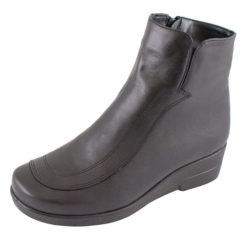 Dámské kotníkové boty Kožené na koturně Stabilní lehké zateplené Zip Wojtyłko 37