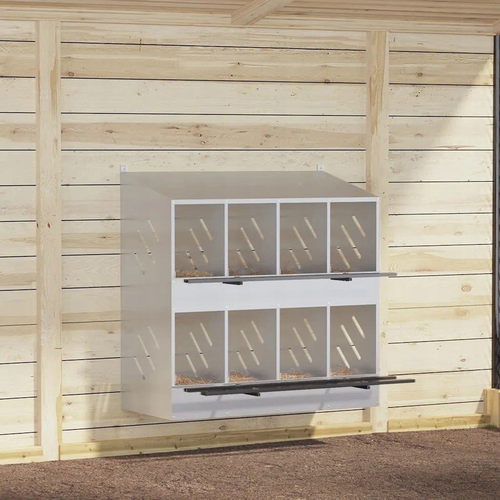 vidaXL Hnízdní box pro kuřata 8 přihrádkami Pozinkovaný stříbrný kov