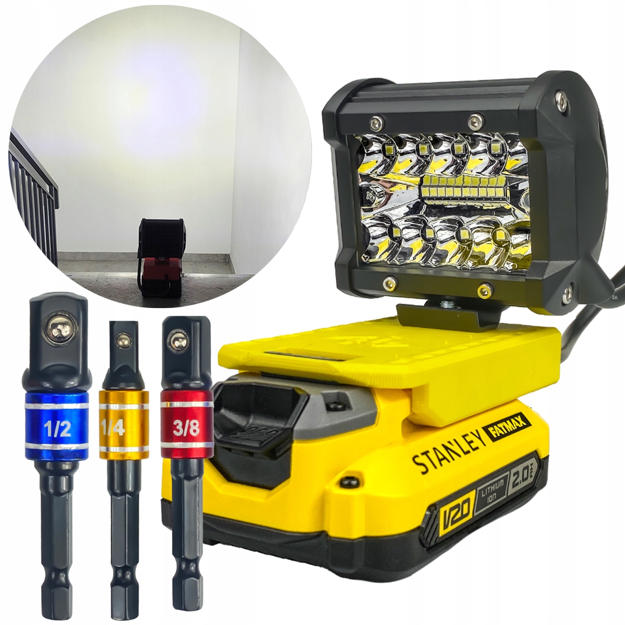 Sada Pracovných Lámp Stanley Fatmax 20V Max Sada Adaptérov Pre Nástavce
