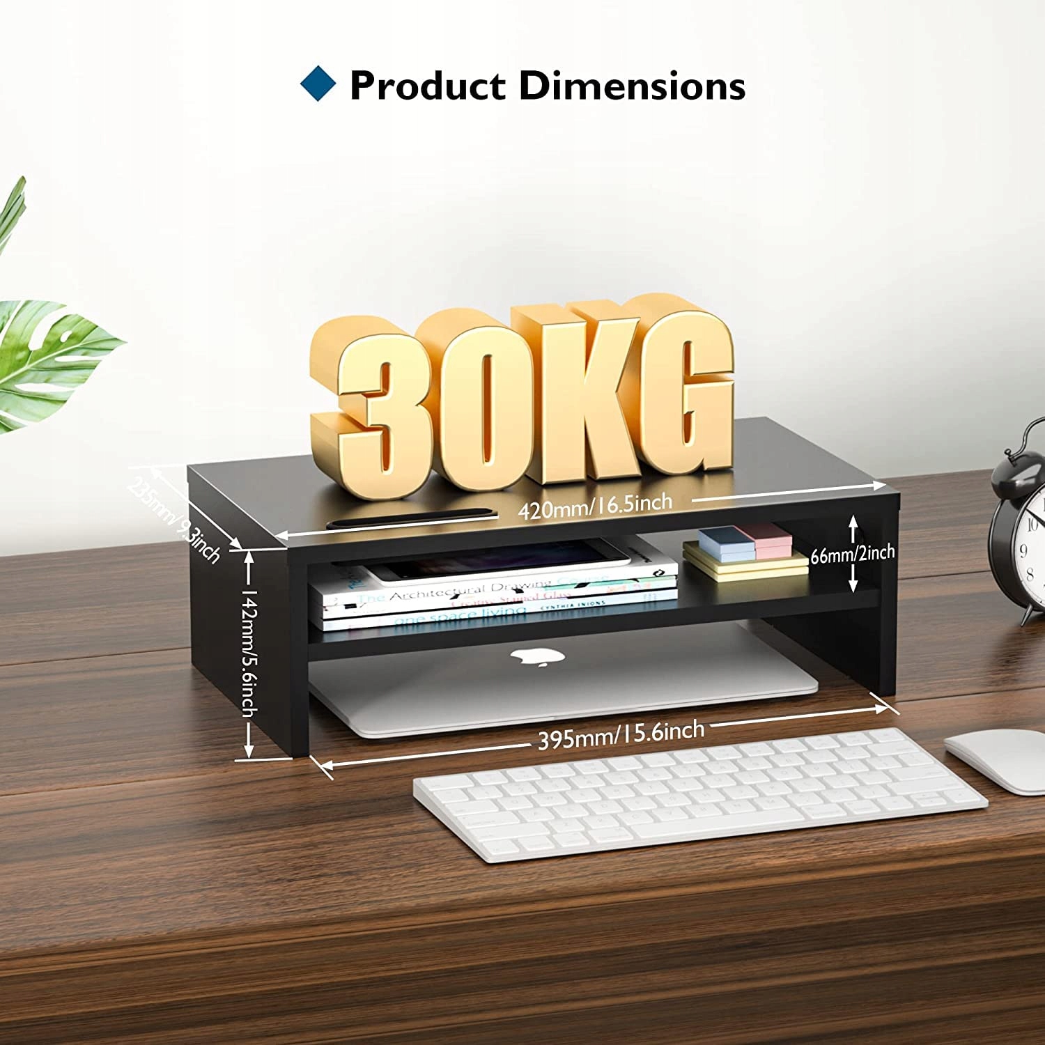 BONTEC STOJAK NA MONITOR PODSTAWKA POD LAPTOP KOMPUTER PC IMAC 42CM CZARNY — miniatura 5