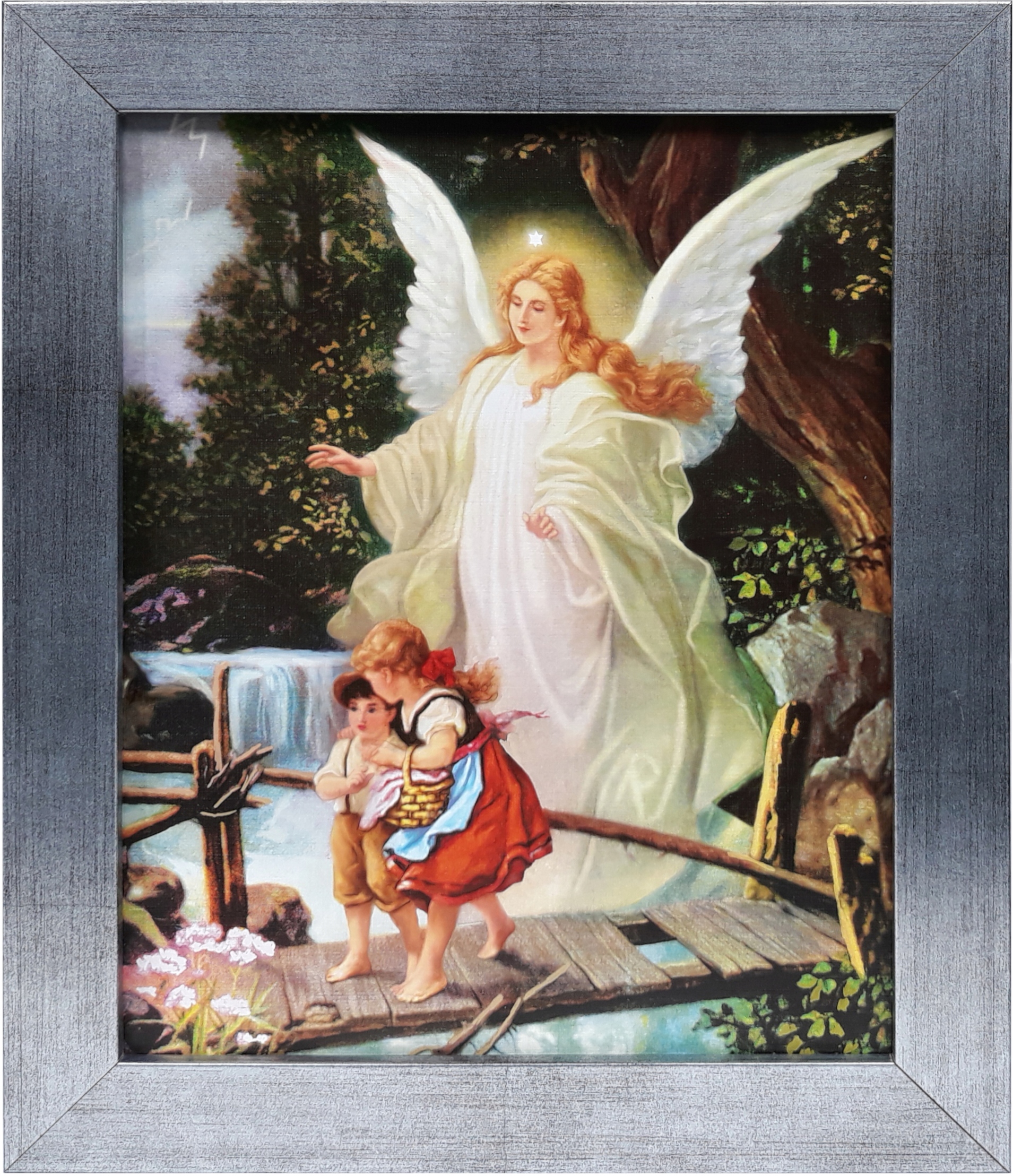 

Obraz 30x25 Anioł Stróż Aniołek Srebrna Rama