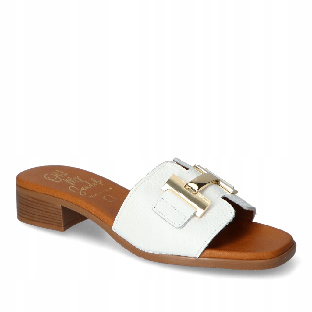 Nazouváky Oh my Sandals Bílé Lico Kožené s ozdobou 36