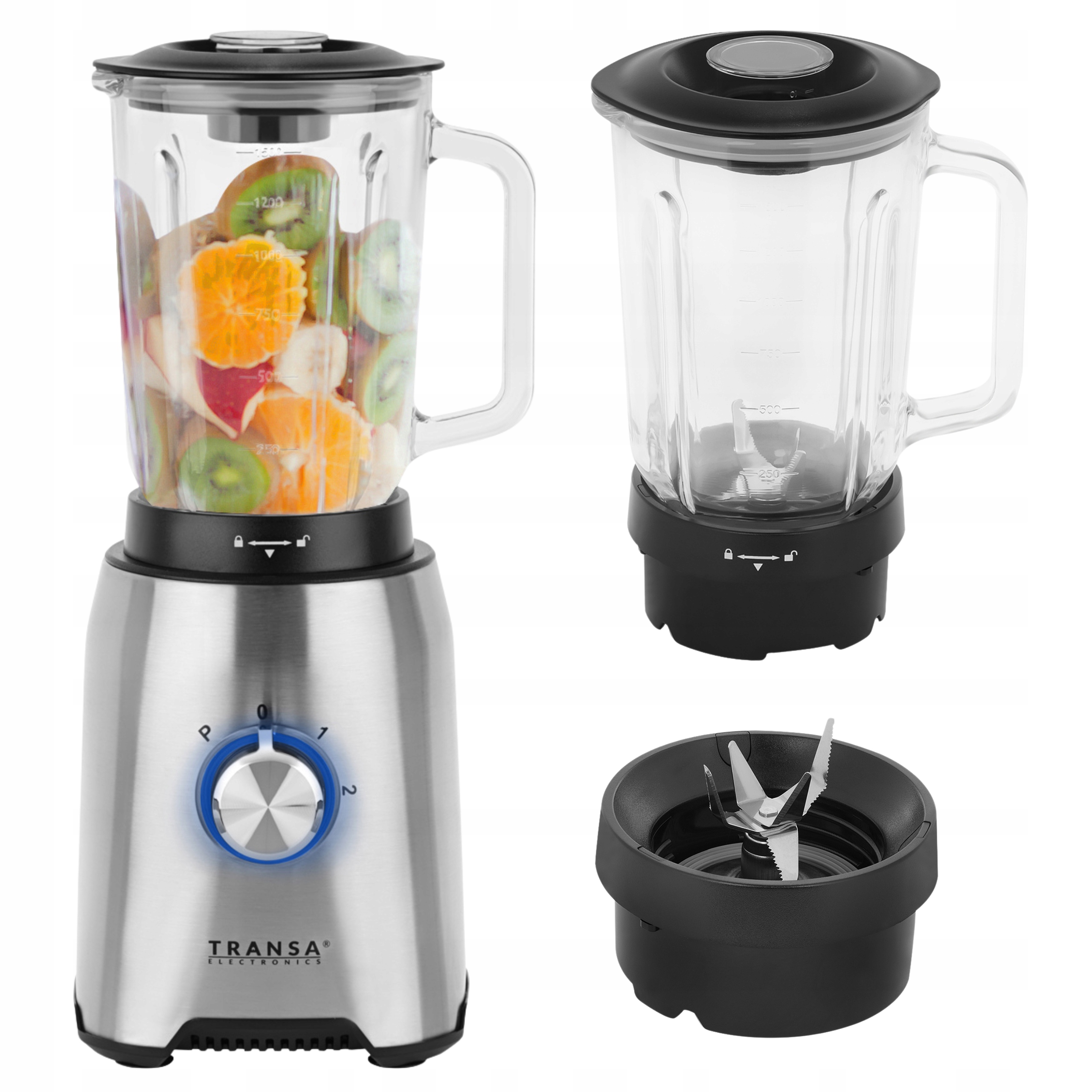 Blender Kielichowy Szklany 1,5L Do Smoothie Koktajli Kruszy Lód 1600W