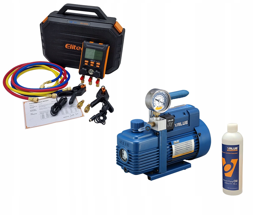 Vákuová pumpa Value V-i220SV manometre MS-1000S Sada pre klimatizáciu